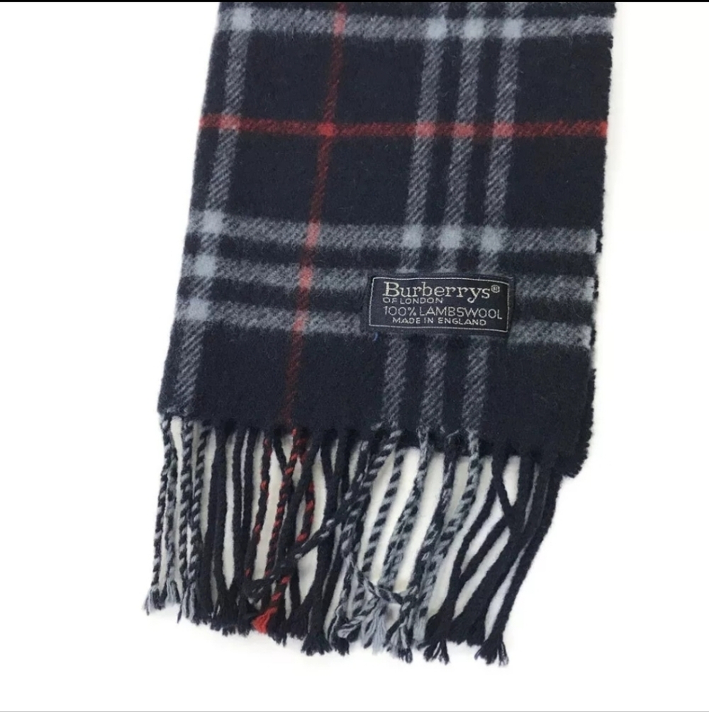 Burberrys Vintage Check Lambswool 100％ Stole Scarf Multicolor BLUE - Picture 5 of 12